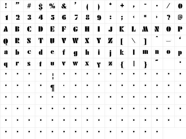 QTFuturePoster Regular font glyphpreview