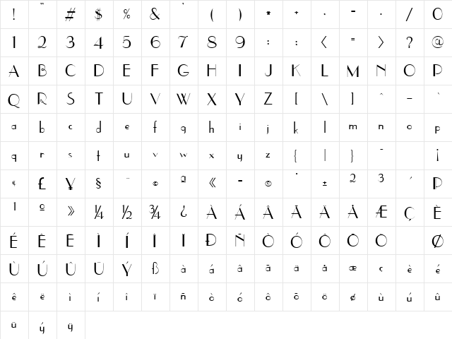 UpperEastSide Regular font glyphpreview