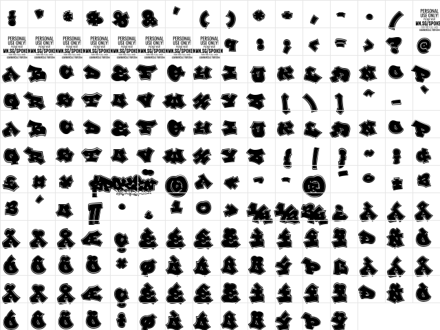 Spoken PERSONAL USE ONLY Regular font glyphpreview