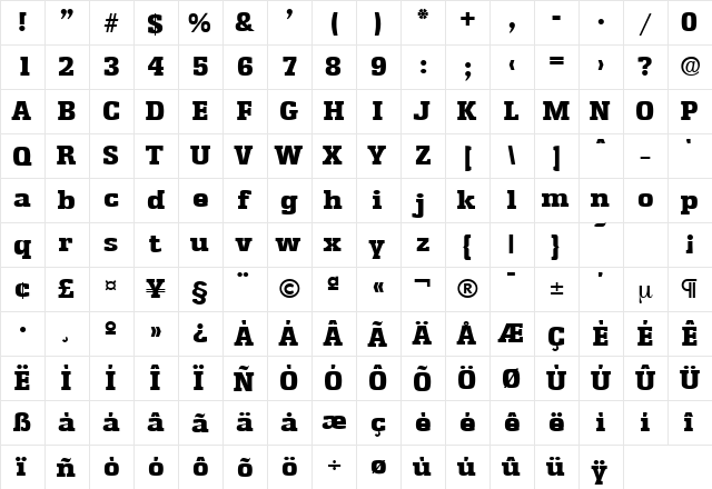 Enschede-Serial-Heavy Regular font glyphpreview