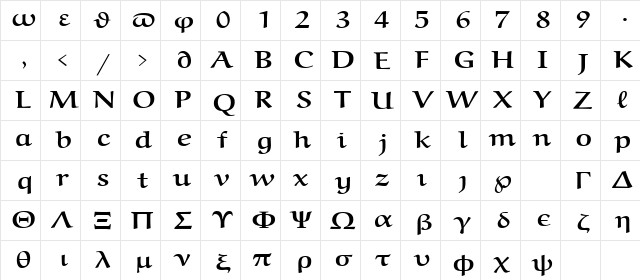 eurb5 Regular font glyphpreview