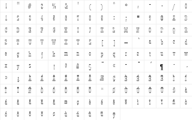 StymieTRegConOu1 Regular font glyphpreview