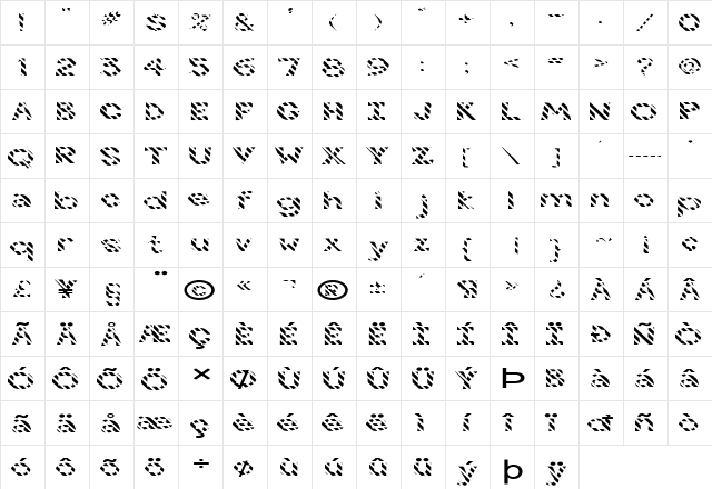 FZ JAZZY 7 STRIPED EX Normal font glyphpreview