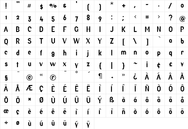 Factory Regular font glyphpreview