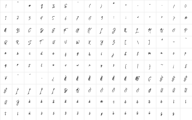 Fusterd Brush Regular font glyphpreview