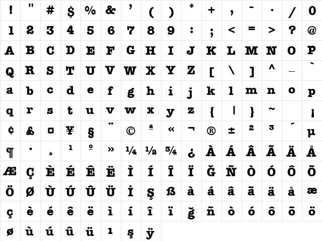 TR Memorandum Bold font glyphpreview
