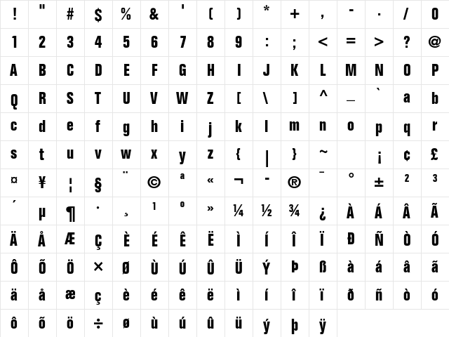 Folio Std Bold Condensed font glyphpreview