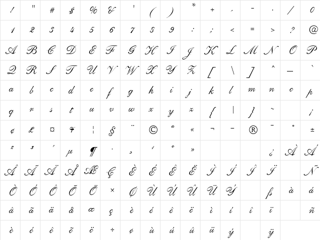 Saffron Normal font glyphpreview