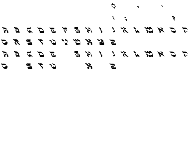Shalom-Light Extreme Lefties Regular font glyphpreview