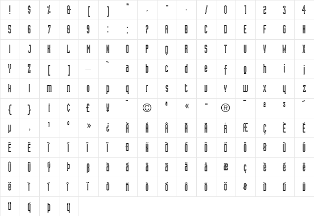 Industria LT InlineA Regular font glyphpreview