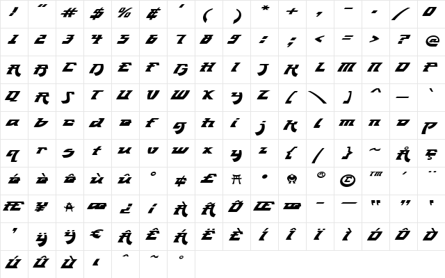 OWOShogun Regular font glyphpreview