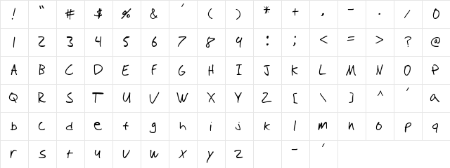 Tioem-Handwritten Regular font glyphpreview