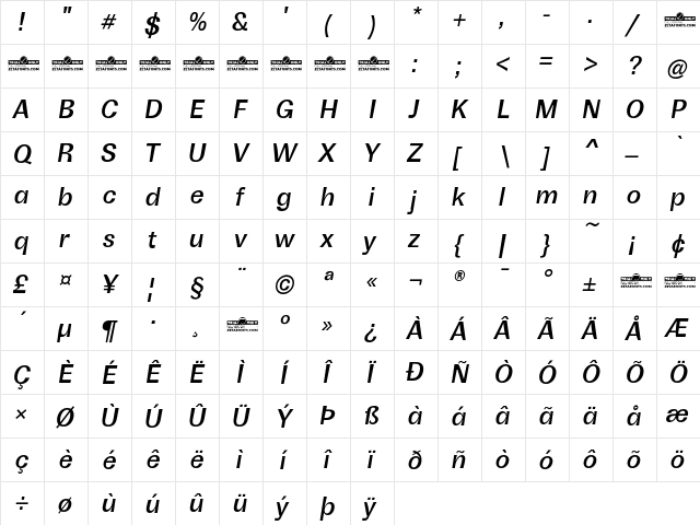 Boring Sans B Trial Medium Italic font glyphpreview