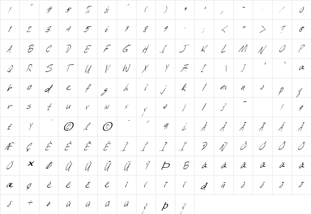 FZ HAND 6 ITALIC Normal font glyphpreview
