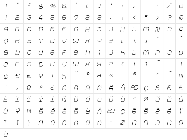 StakLight Oblique Regular font glyphpreview