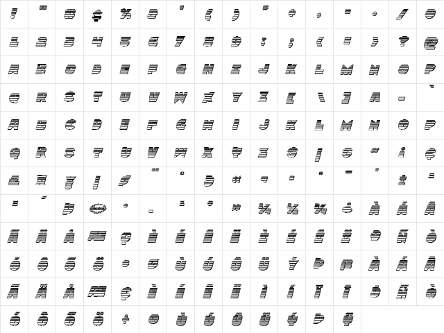 Zounderkite Chrome Italic Italic font glyphpreview