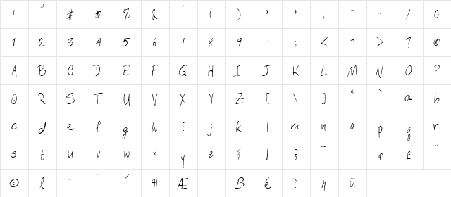 Stand 1 Regular font glyphpreview