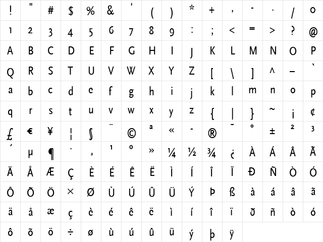 ScalaSans Medium font glyphpreview