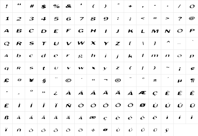 MonkeyCaughtStealing SquatObliq font glyphpreview