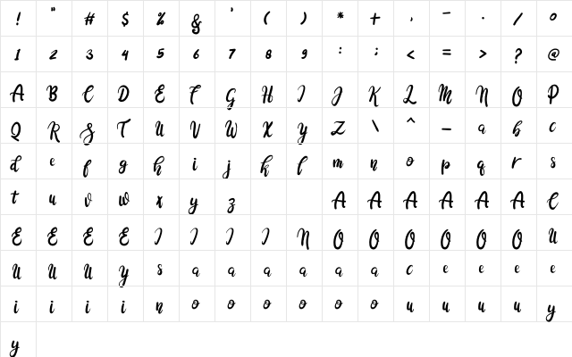 Cocolatte Regular font glyphpreview