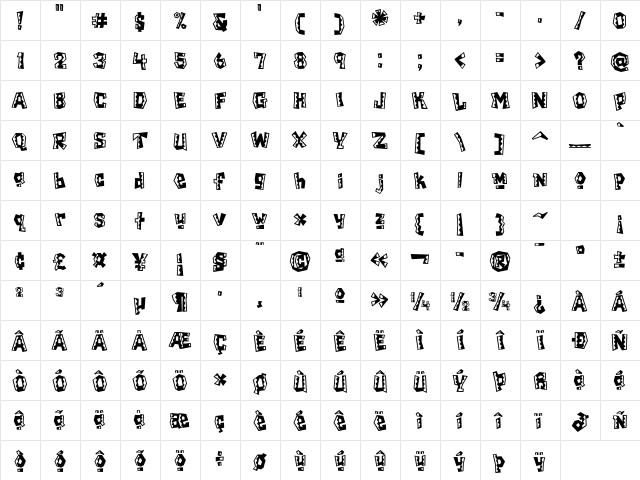 Chilada ICG Tres Regular font glyphpreview