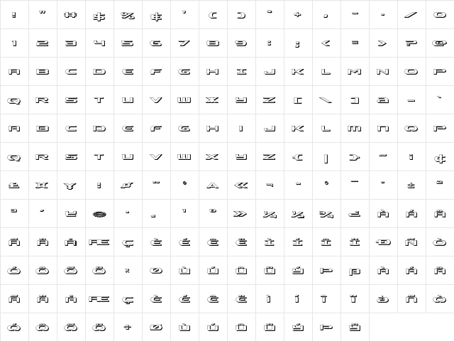 Alpha Men 3D Regular font glyphpreview