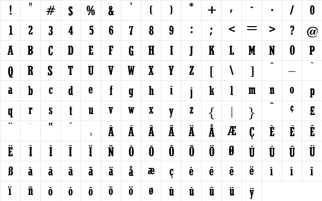 OPTIStymie Regular font glyphpreview