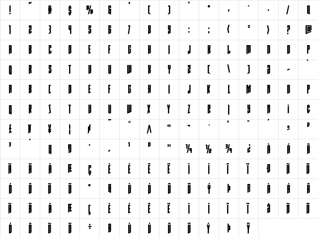 Rhinoclops Regular font glyphpreview