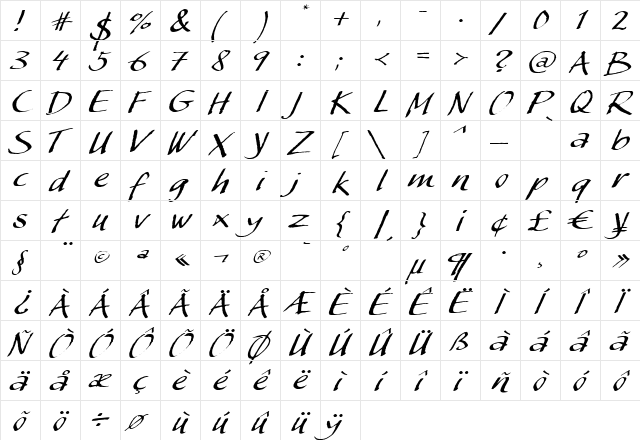 MyScript Plain Regular font glyphpreview