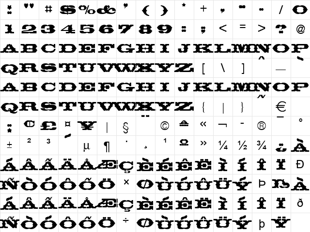 Thunderrow Normal font glyphpreview