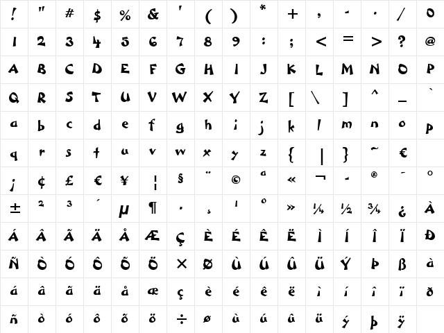 Ryan BT Heavy font glyphpreview