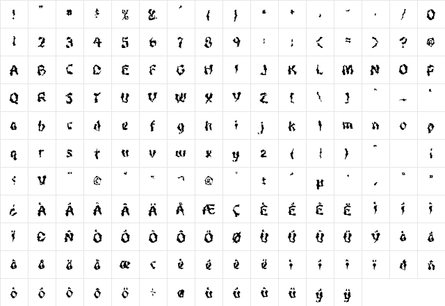 FZ WACKY 49 Normal font glyphpreview