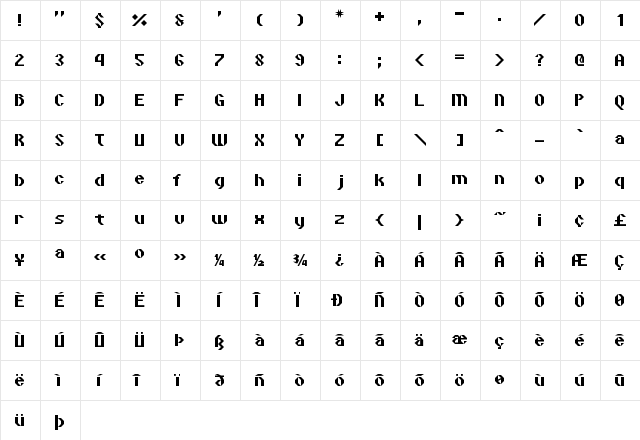 Vipond Angular Regular font glyphpreview