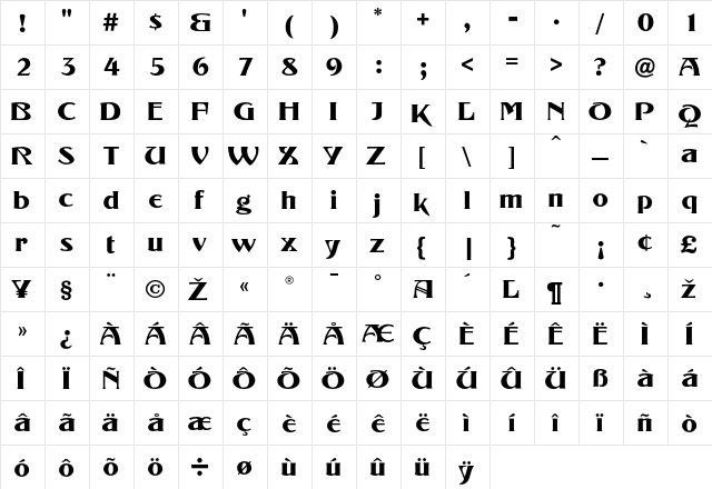 Murillo Regular font glyphpreview