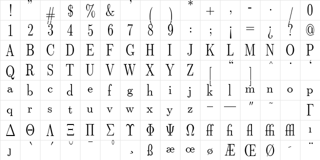 cmdunh10 Regular font glyphpreview