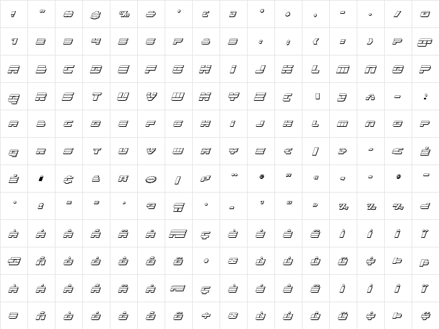 Quicken 3D Italic Italic font glyphpreview