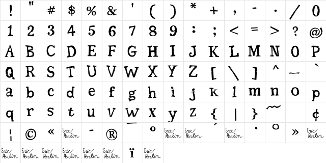 Seriffic Grunge Bold font glyphpreview