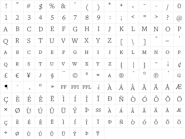Freight Text Light SC font glyphpreview