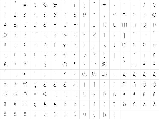 Sancoale Thin font glyphpreview