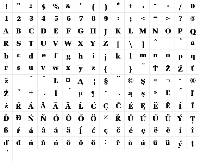 URWLatinoTEEBla Regular font glyphpreview