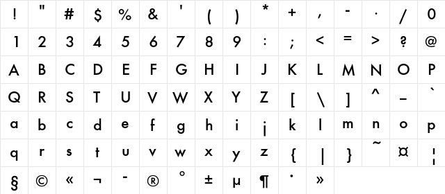 FuturaMediumC Regular font glyphpreview