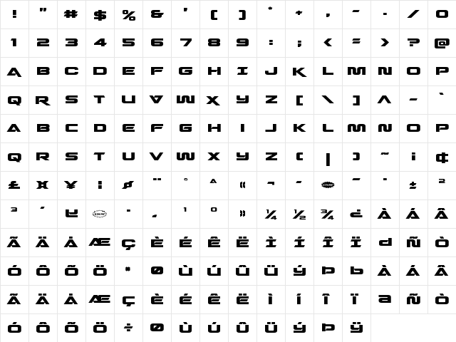 Quark Storm Expanded Expanded font glyphpreview