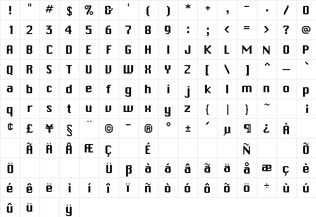 TrakkSSK Regular font glyphpreview