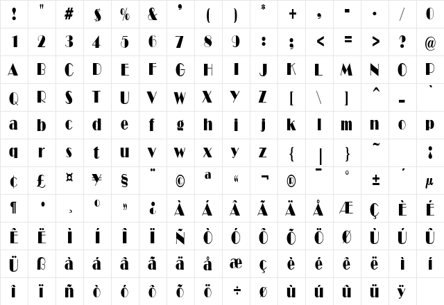 NewYorkDecoCondensed Regular font glyphpreview