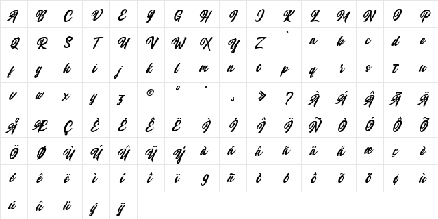 Qintan Script Free Regular font glyphpreview