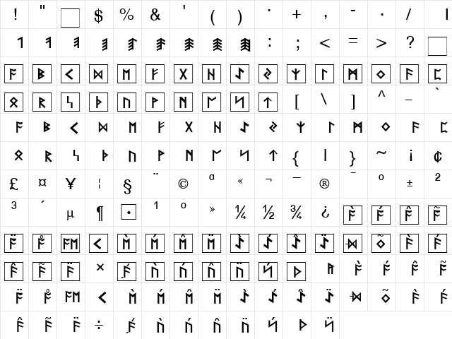 Rune Becker Normal font glyphpreview