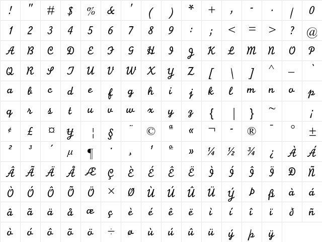 Monoline Script MT Std Regular font glyphpreview
