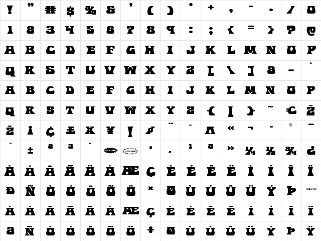 Hip Pocket Expanded Expanded font glyphpreview