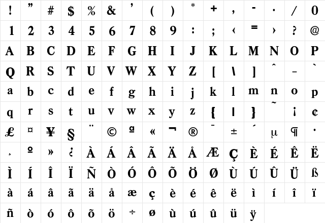 Casad-Bold Regular font glyphpreview