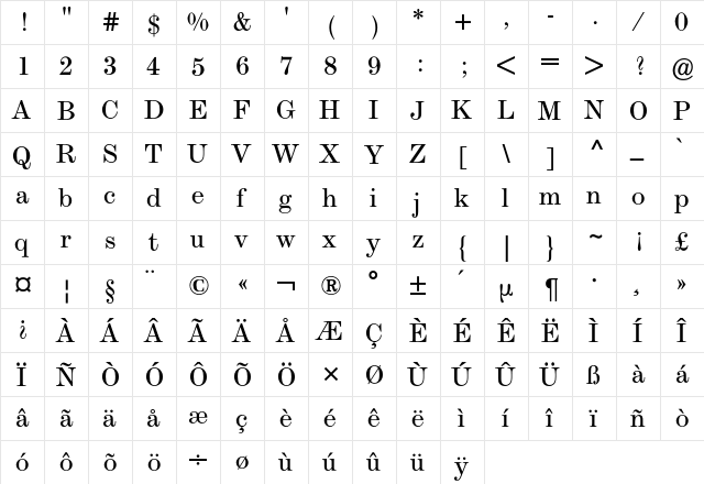 Modern BQ Regular font glyphpreview